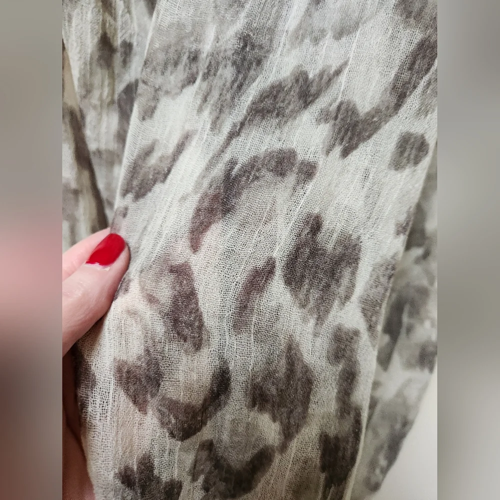 LOFT Gray Leopard Print Infinity Scarf